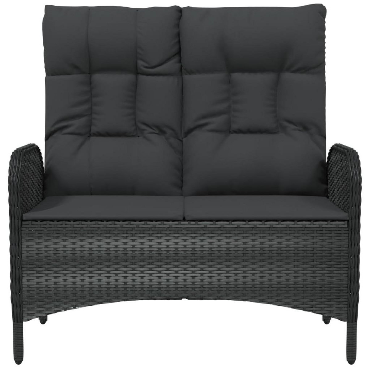 VIDAXL Banc de jardin inclinable avec coussins 107 cm Poly rotin Noir