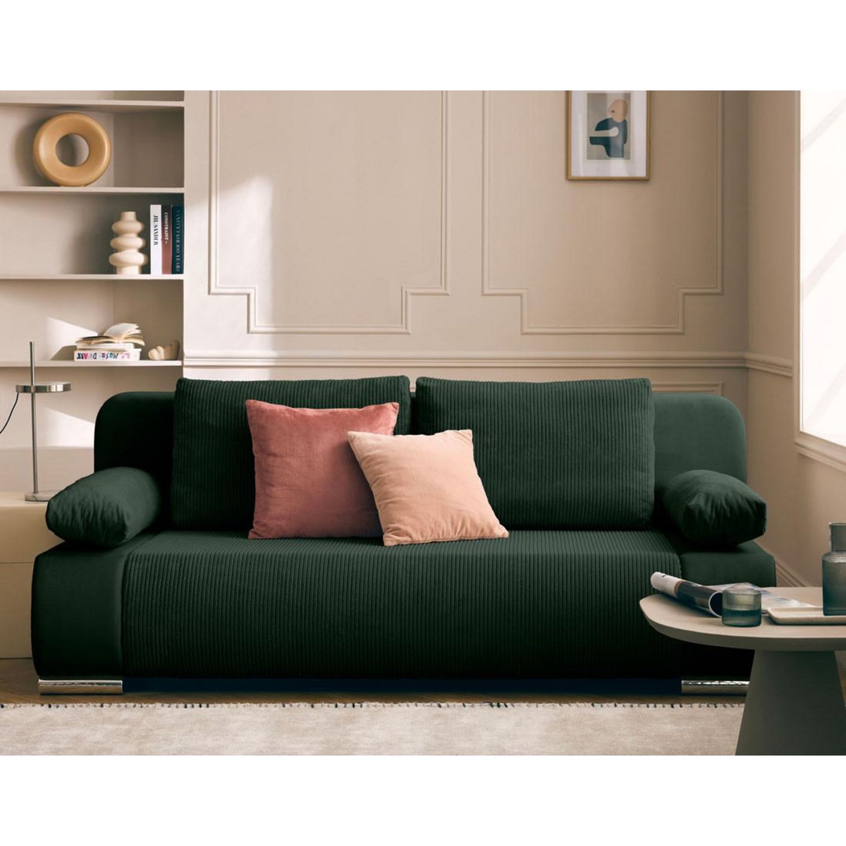 BEST MOBILIER Elio - canapé 3 places convertible - avec coffre - en velours et velours côtelé