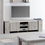 KASALINEA Meuble tv contemporain couleur chêne gris NICOLAS 2-L 193,1 x P 50 x H 56,6 cm- Gris