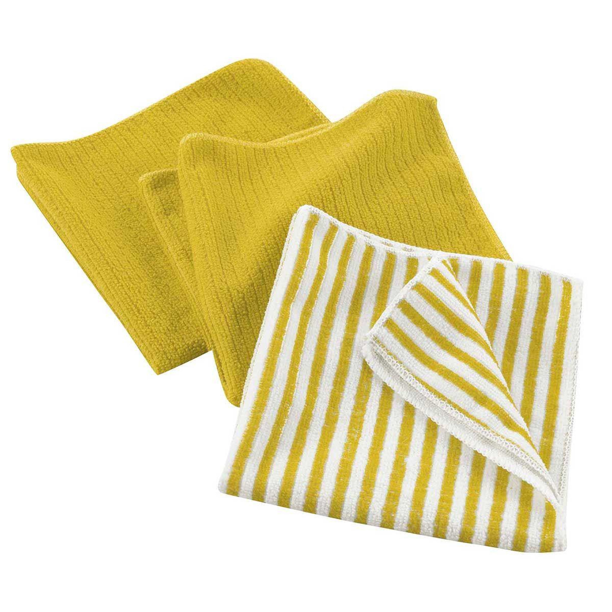 Douceur d'Intérieur Lot de 3 torchons microfibre  cuistot  40x40cm jaune