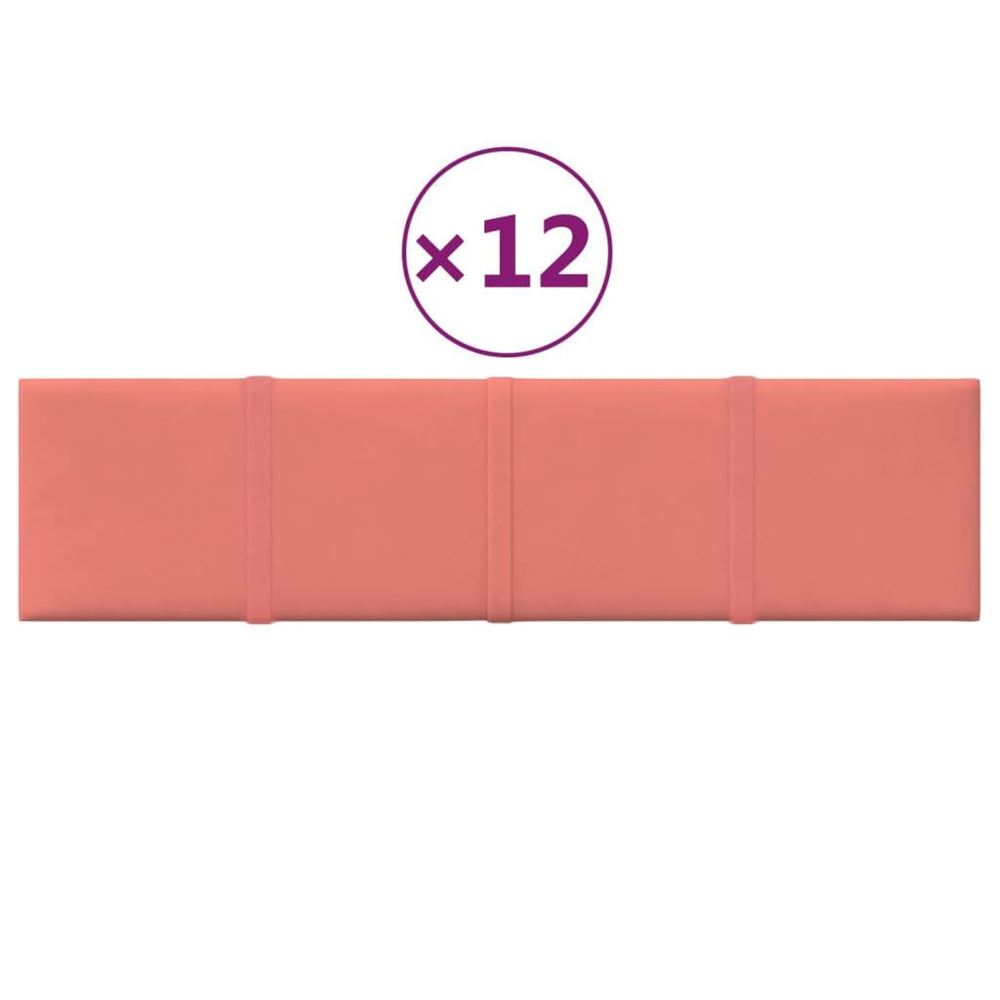 Voir la diapositive 2 : VIDAXL Panneaux muraux 12 pcs Rose 60x15 cm Velours 1,08 m^2