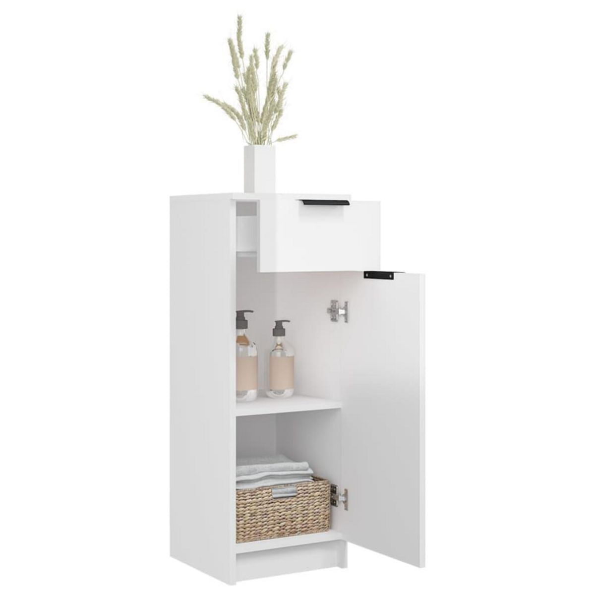 VIDAXL Armoire de salle de bain blanc brillant 32x34x90 cm