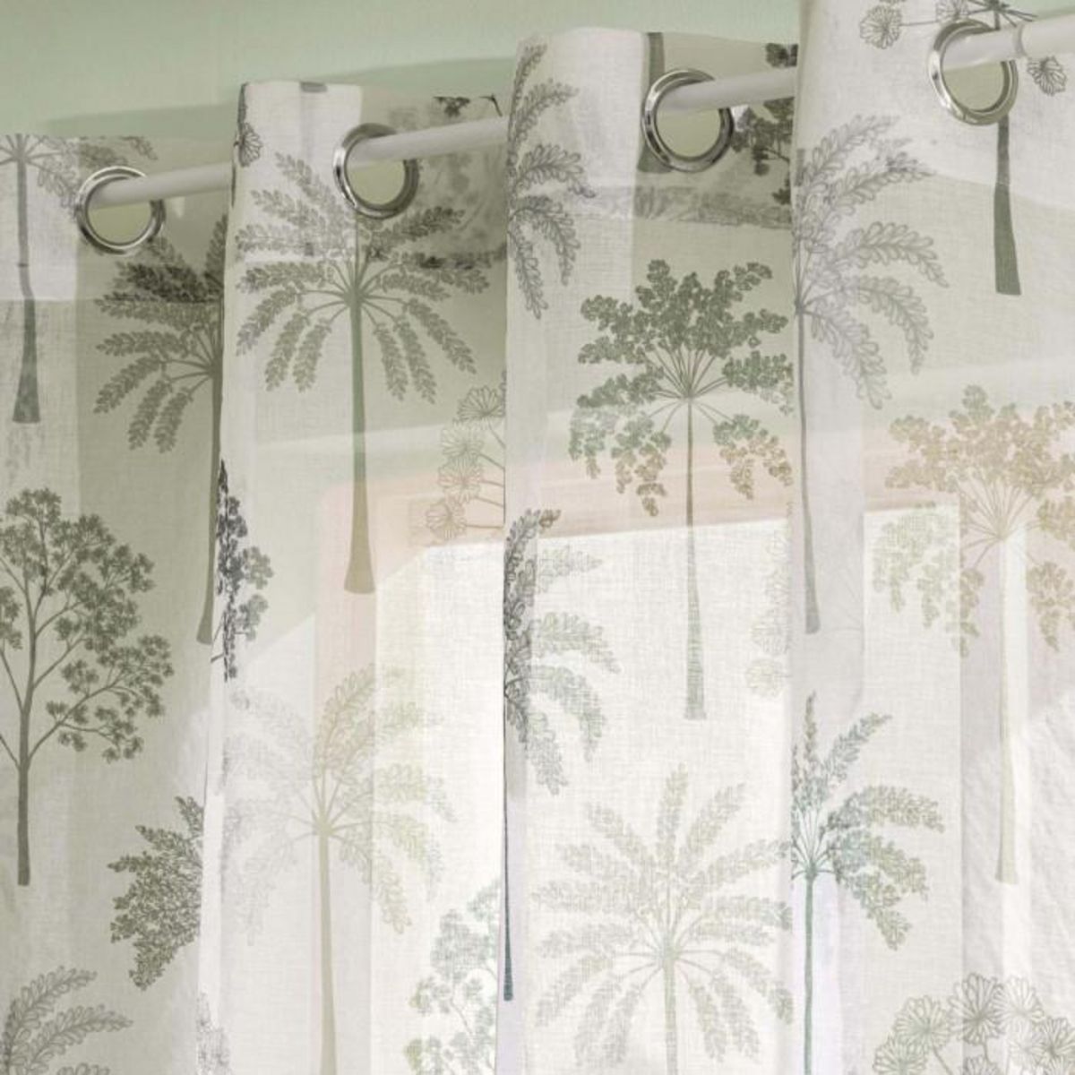 Paris Prix Rideau Voilage à Œillets Imprimé  Palmea  140x280cm Vert