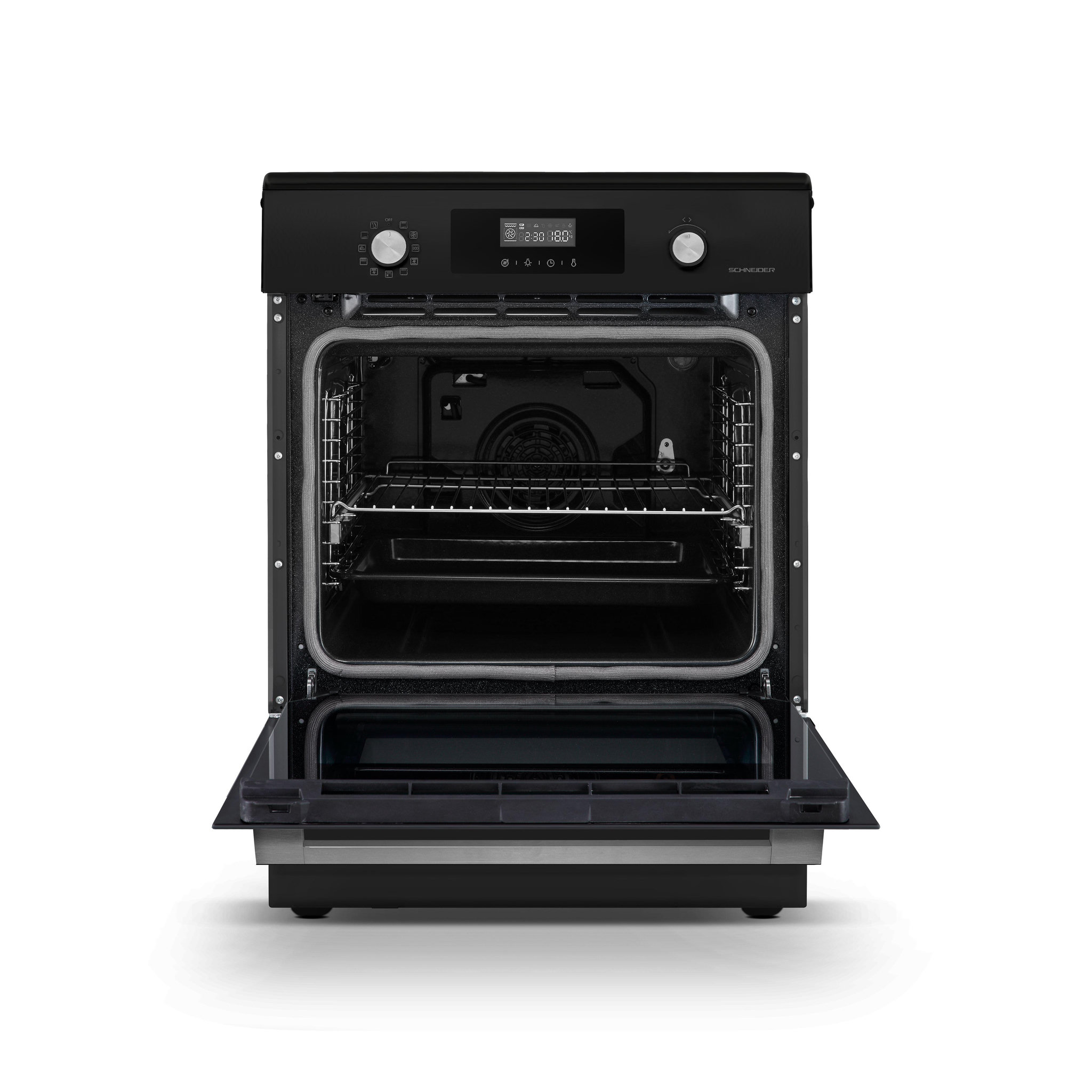 Voir la diapositive 3 : SCHNEIDER Cuisinière induction 60 cm 70 l black mat - scci70pmfp-b