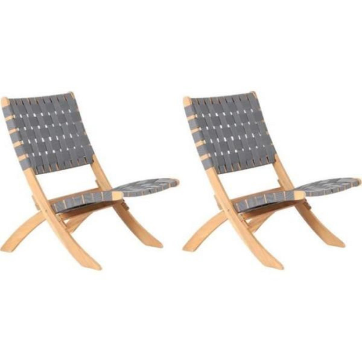 BEAU RIVAGE Lot de 2 fauteuils de jardin VERONE en bois d'acacia FSC et corde - coloris gris