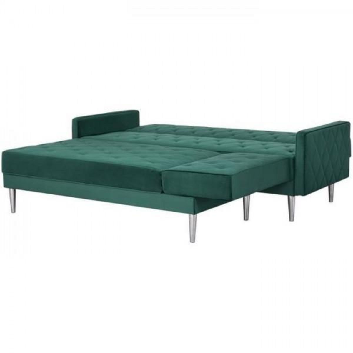 MARKET24 Canapé d'angle réversible 3 places ISTANA -Velours Vert- - - L 286 x P 169 x H 80 cm