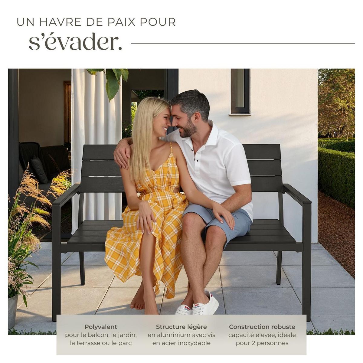 tectake Banc de jardin 2 places