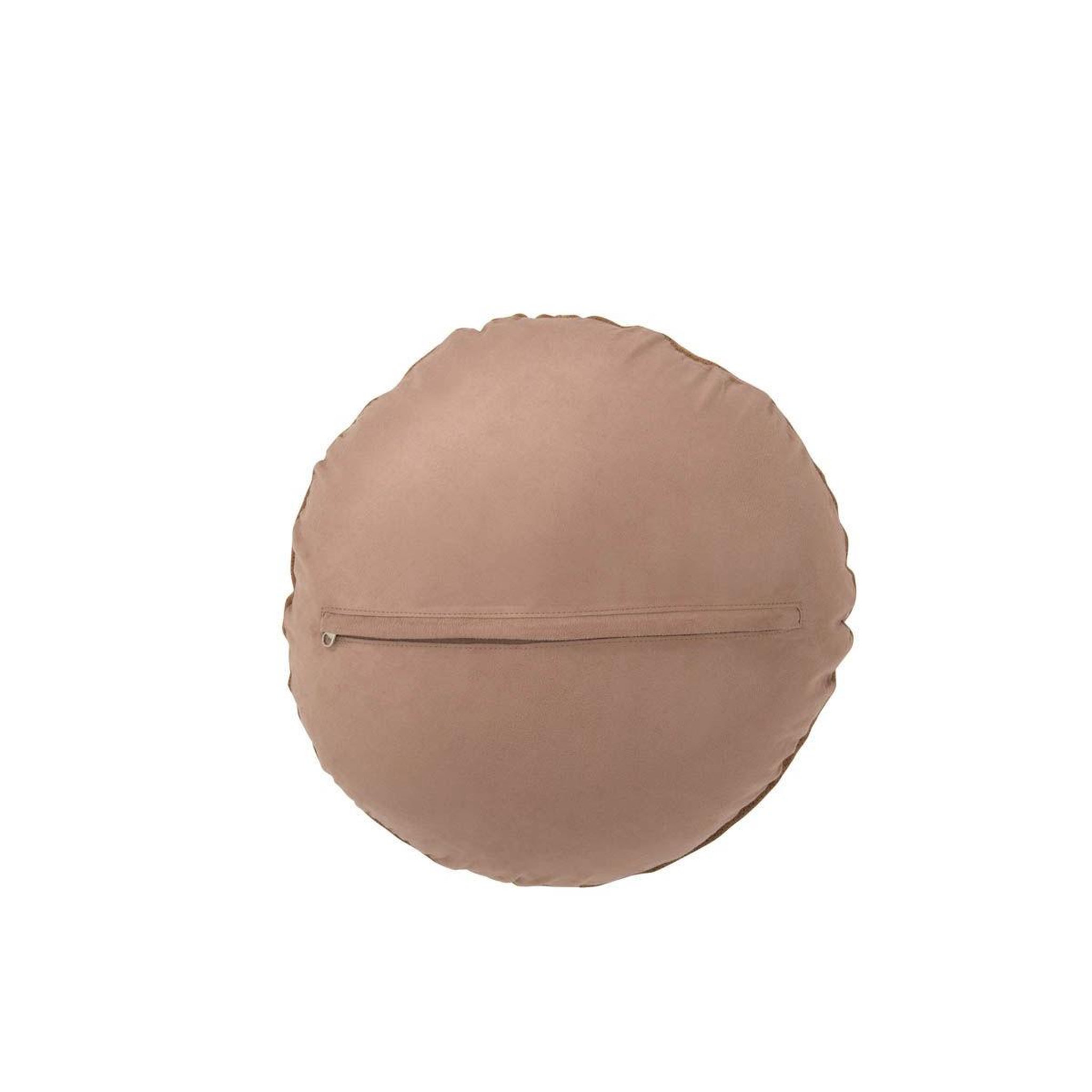 Voir la diapositive 2 : J-LINE Coussin rond en cuir  coleman  45cm camel