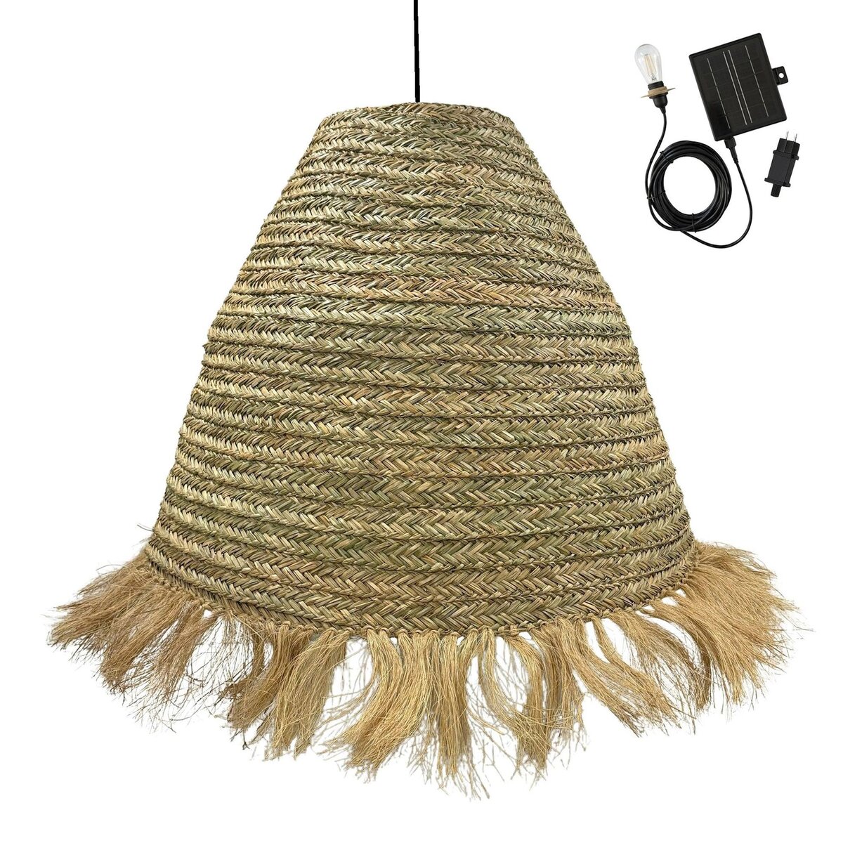 Lumisky Suspension d'extérieur nomade solaire ANAFI BIG Beige Jonc de mer D100 cm