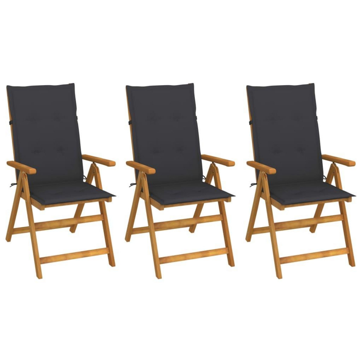 VIDAXL Chaises pliables de jardin lot de 3 avec coussins Bois d'acacia