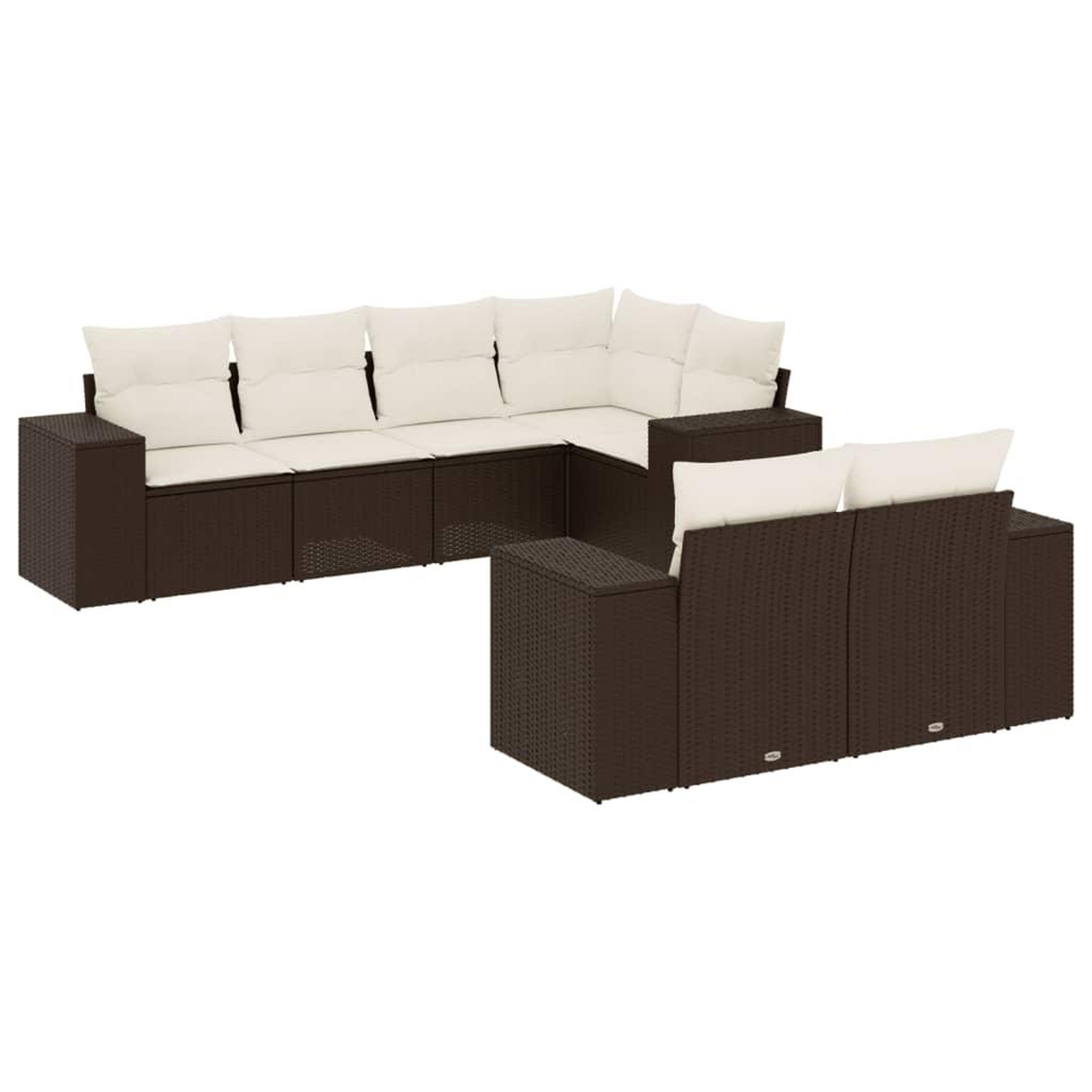 Voir la diapositive 2 : VIDAXL Salon de jardin avec coussins 7 pcs marron resine tressee