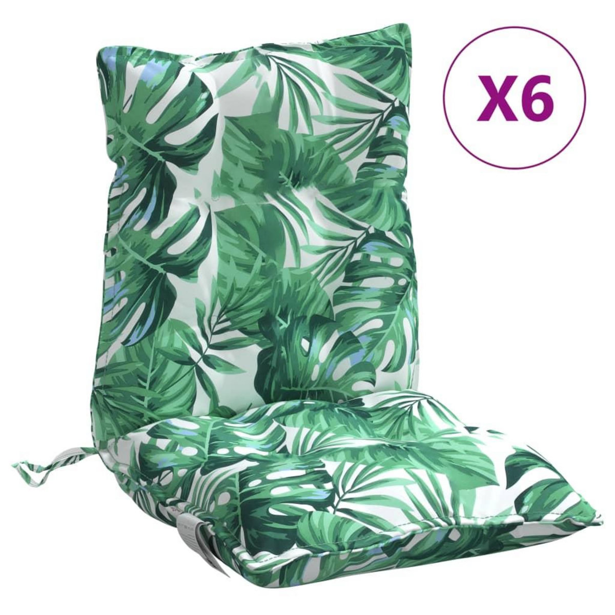 VIDAXL Coussins de chaise a dossier bas lot de 6 modele de feuille