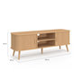 Voir la diapositive 5 : ID MARKET Meuble TV 140 cm ROMIE 2 portes coulissantes lattes tasseau bois coloris chêne