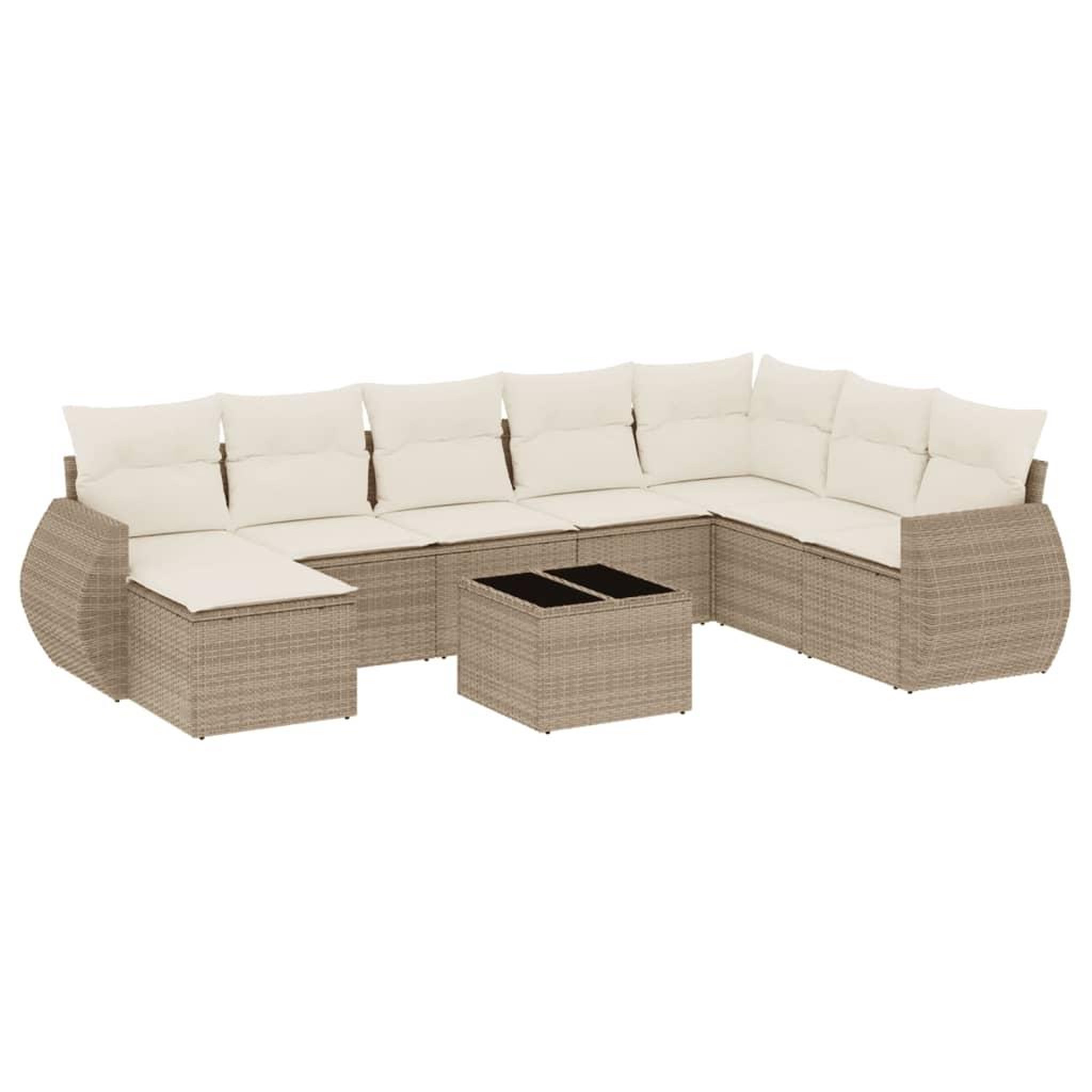 Voir la diapositive 2 : VIDAXL Salon de jardin avec coussins 9 pcs beige resine tressee