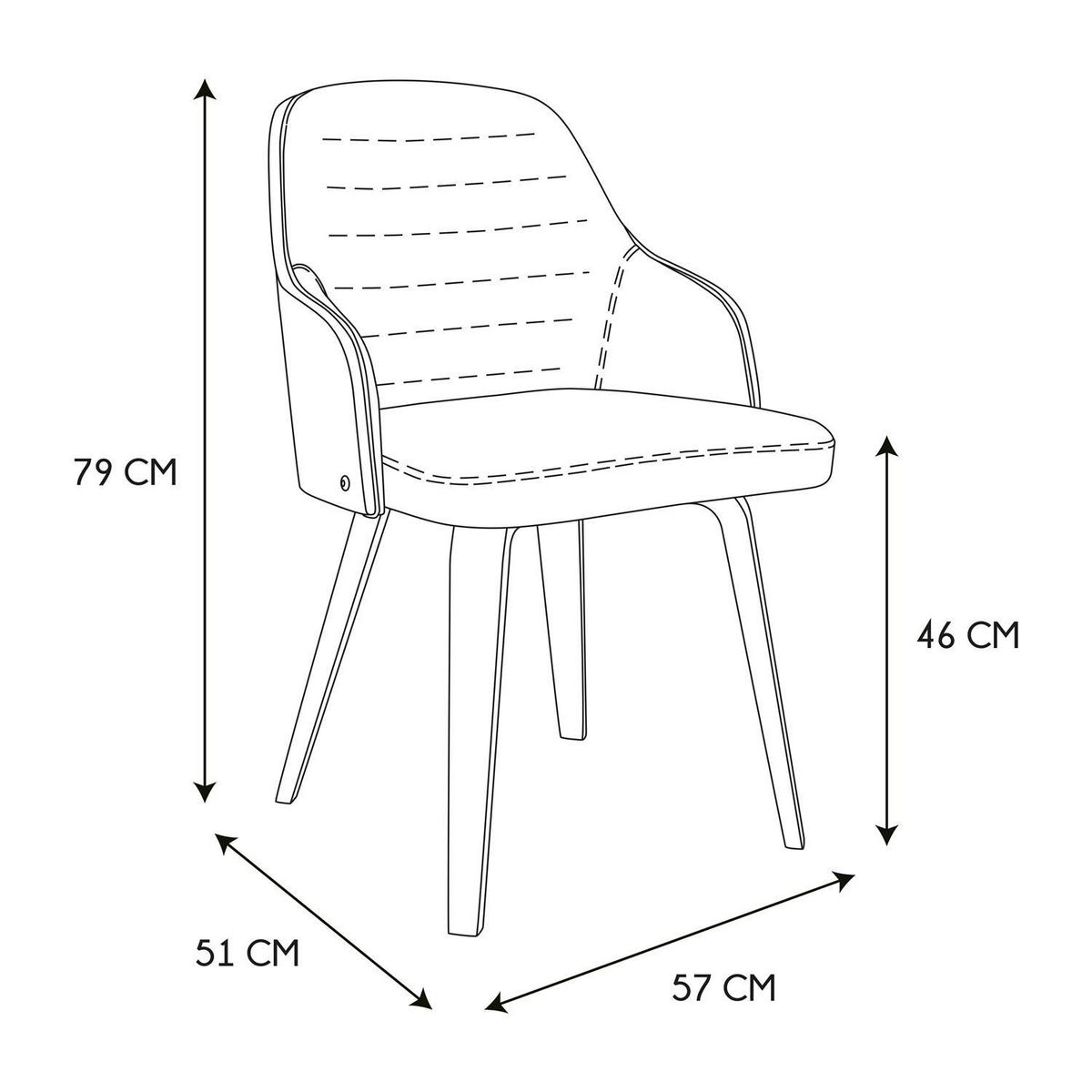 The Home Deco Factory Chaise vintage Sauda - Noir