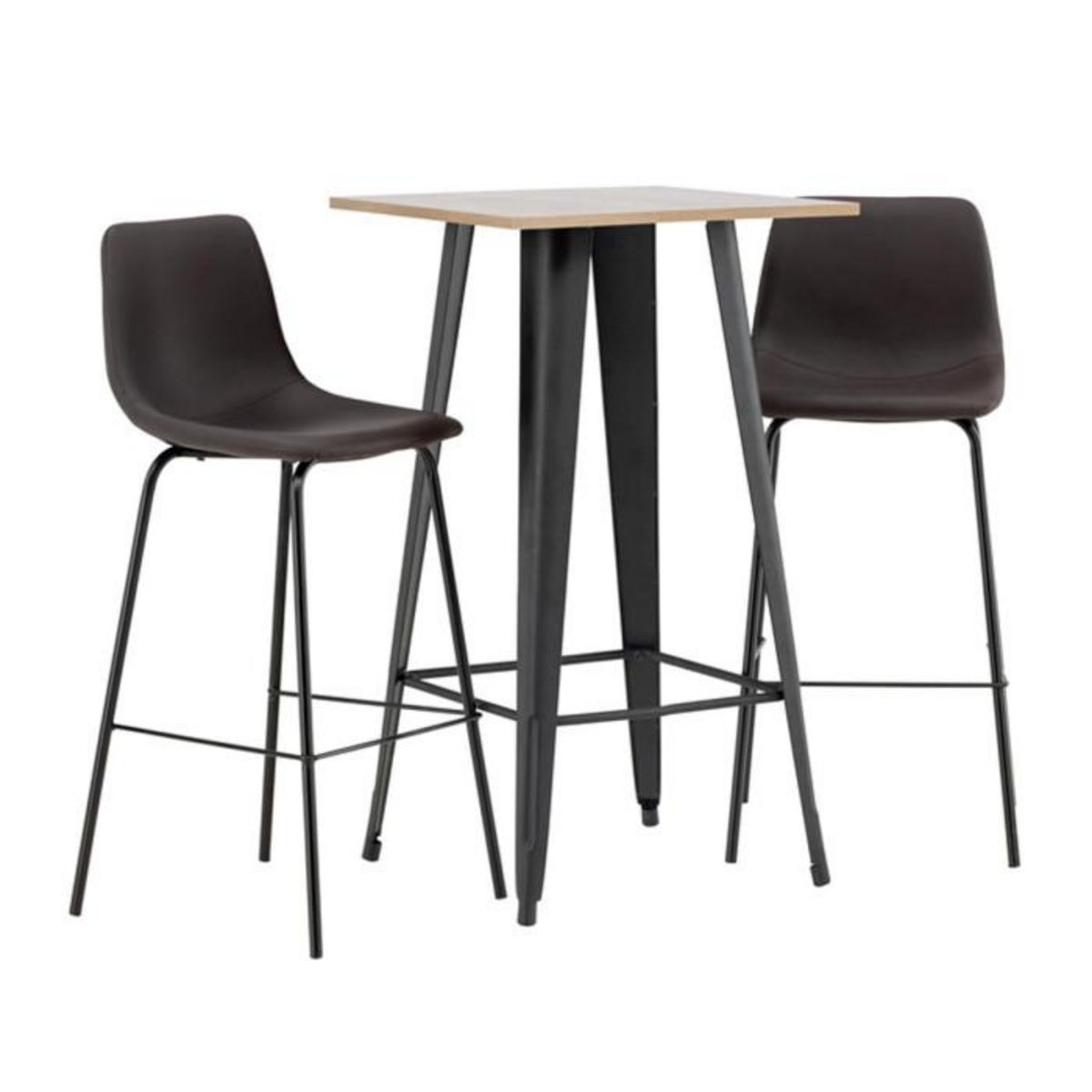 Paris Prix Ensemble Table de Bar & 2 Chaises  Tempe & Alexis  105cm Noyer & Marron