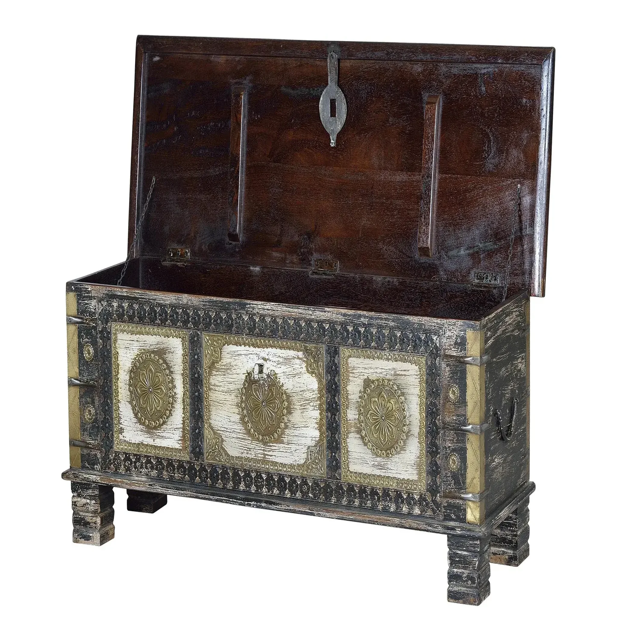 Voir la diapositive 2 : GINER Y COLOMER SL Coffre en bois de manguier massif 116 cm style rustique ethnique