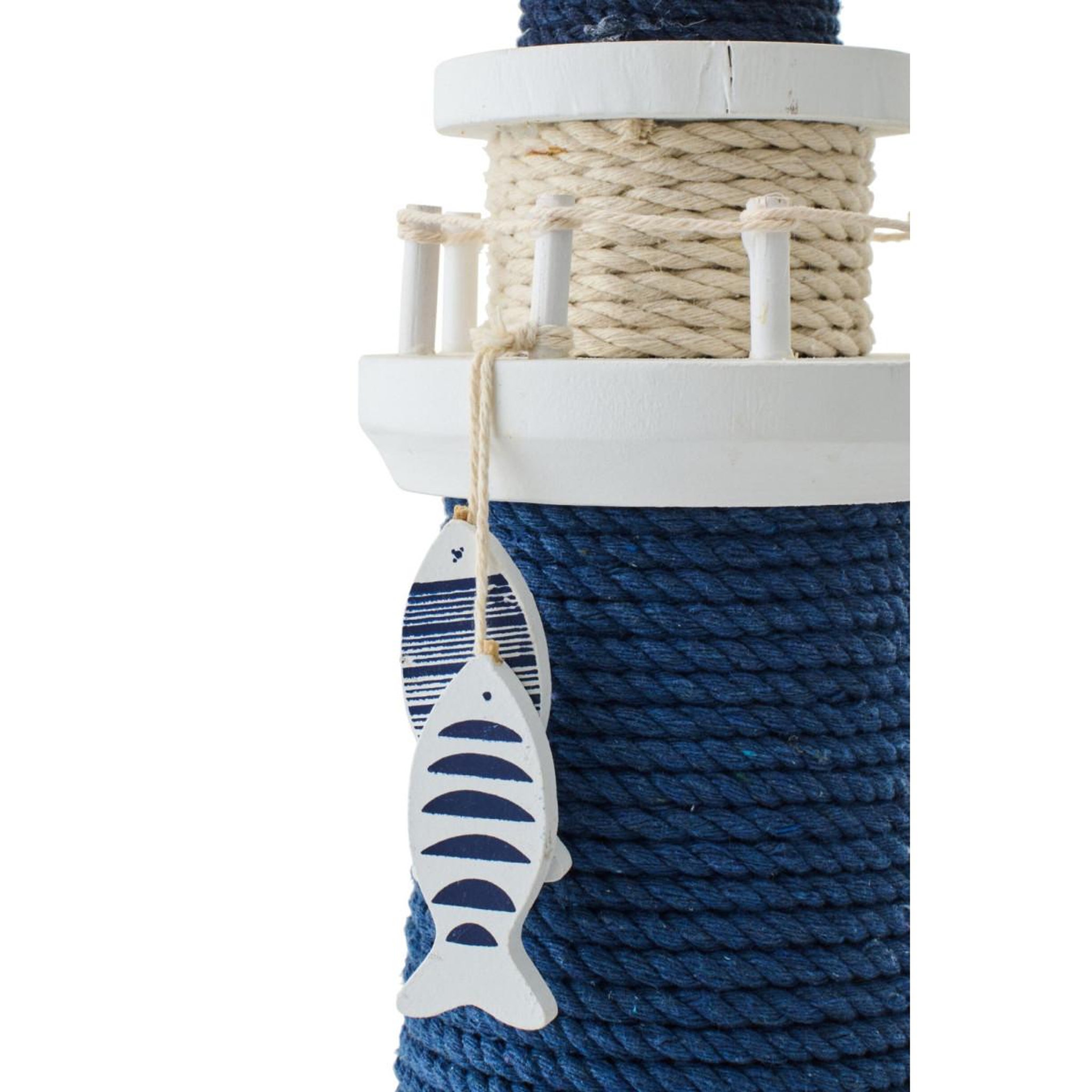 Voir la diapositive 2 : J-LINE Phare déco en corde tressée  bréhat  40cm bleu