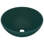 Voir la diapositive 2 : VIDAXL Lavabo rond de salle de bain Vert fonce mat 32,5x14cm Ceramique