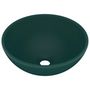 Voir la diapositive 2 : VIDAXL Lavabo rond de salle de bain Vert fonce mat 32,5x14cm Ceramique