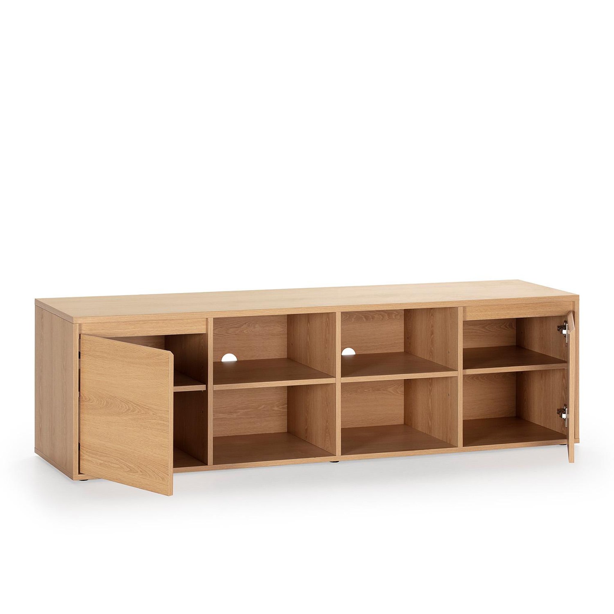 Voir la diapositive 3 : VS VENTA-STOCK Meuble TV Tori 2 Portes 4 Trous, Couleur Chêne, 160 cm