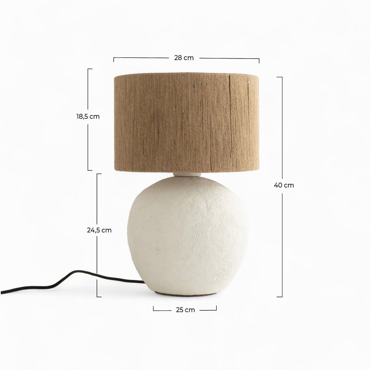 Rendez vous déco Lampe à poser en jute et papier blanc-Nina