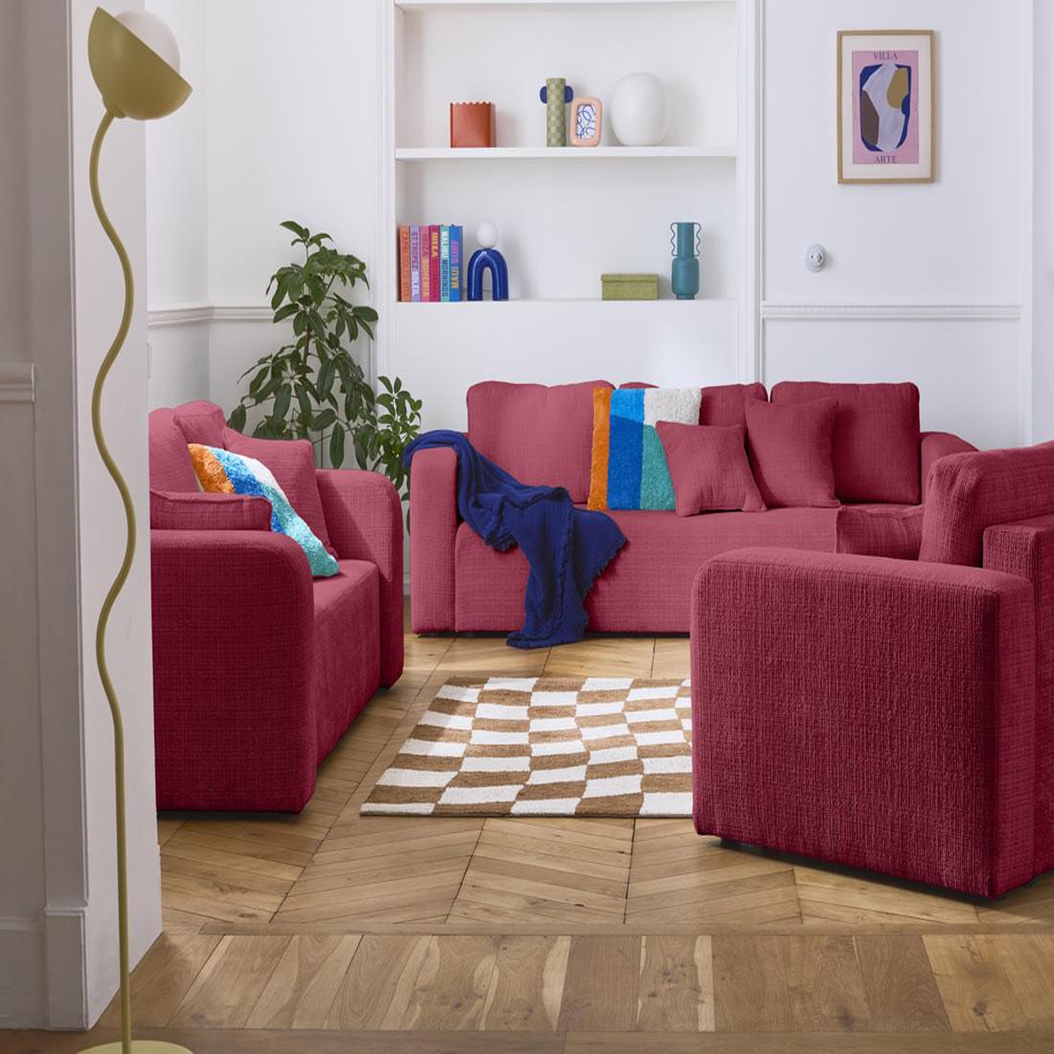 Voir la diapositive 4 : BEST MOBILIER Miro - canapé droit 3 places - convertible avec coffre - en velours texturé