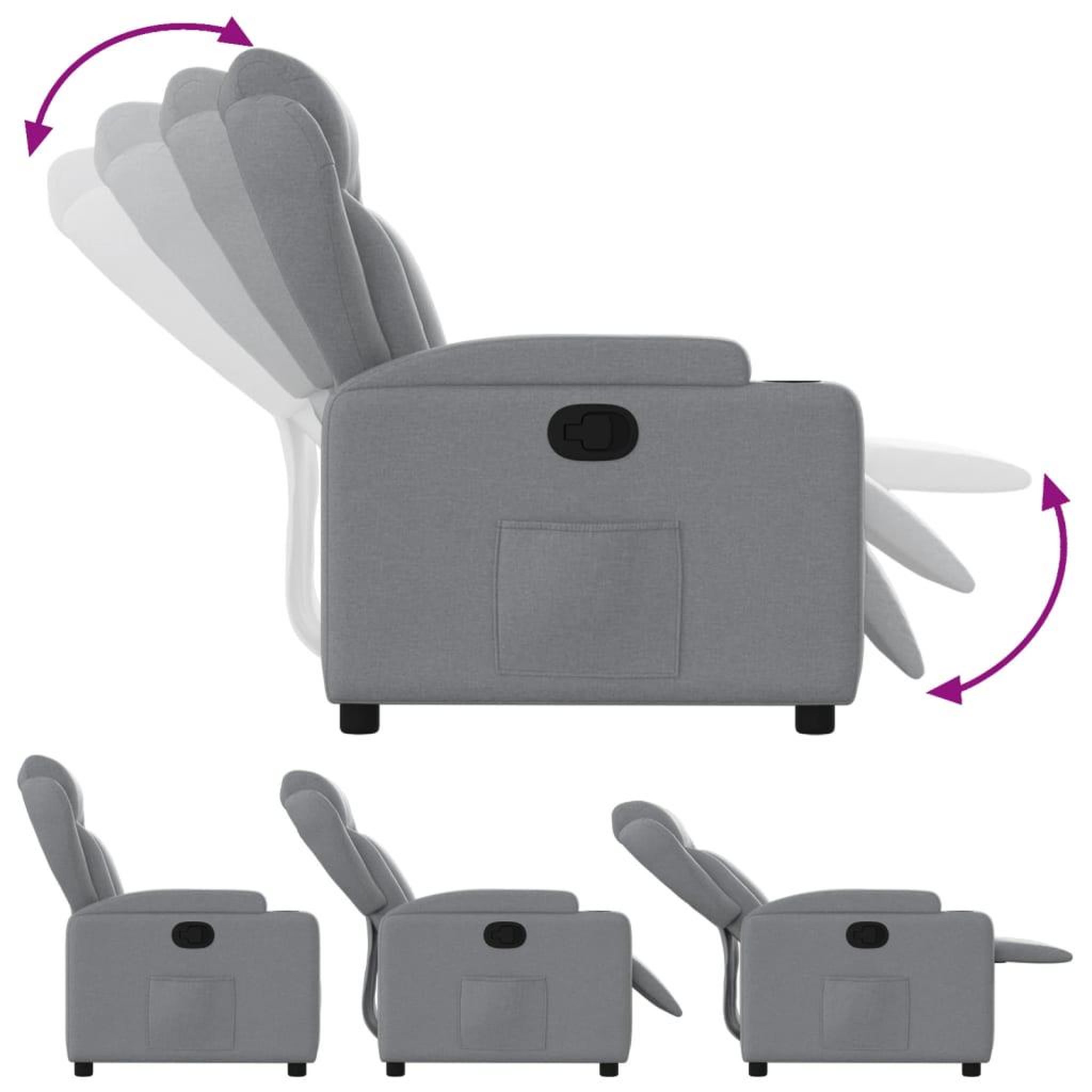 Voir la diapositive 4 : VIDAXL Fauteuil inclinable Gris clair Tissu