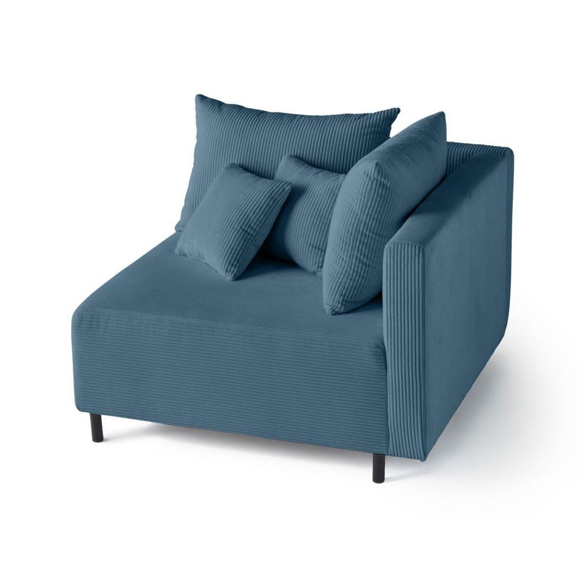 LISA DESIGN Edinburg - module d'assise d'angle droit - en velours côtelé