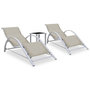 Voir la diapositive 1 : VIDAXL Chaises longues lot de 2 avec table Aluminium Creme