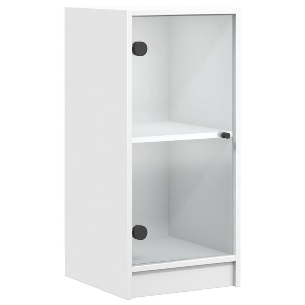 VIDAXL Armoire laterale avec portes en verre blanc 35x37x75,5 cm