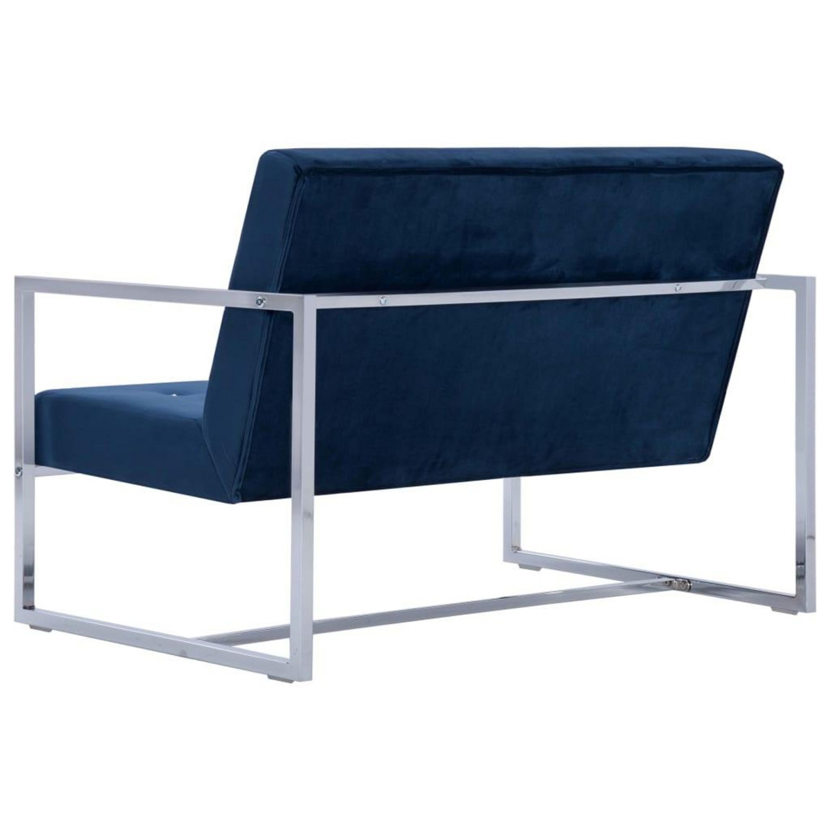VIDAXL Canape 2 places avec accoudoirs Bleu Chrome et velours