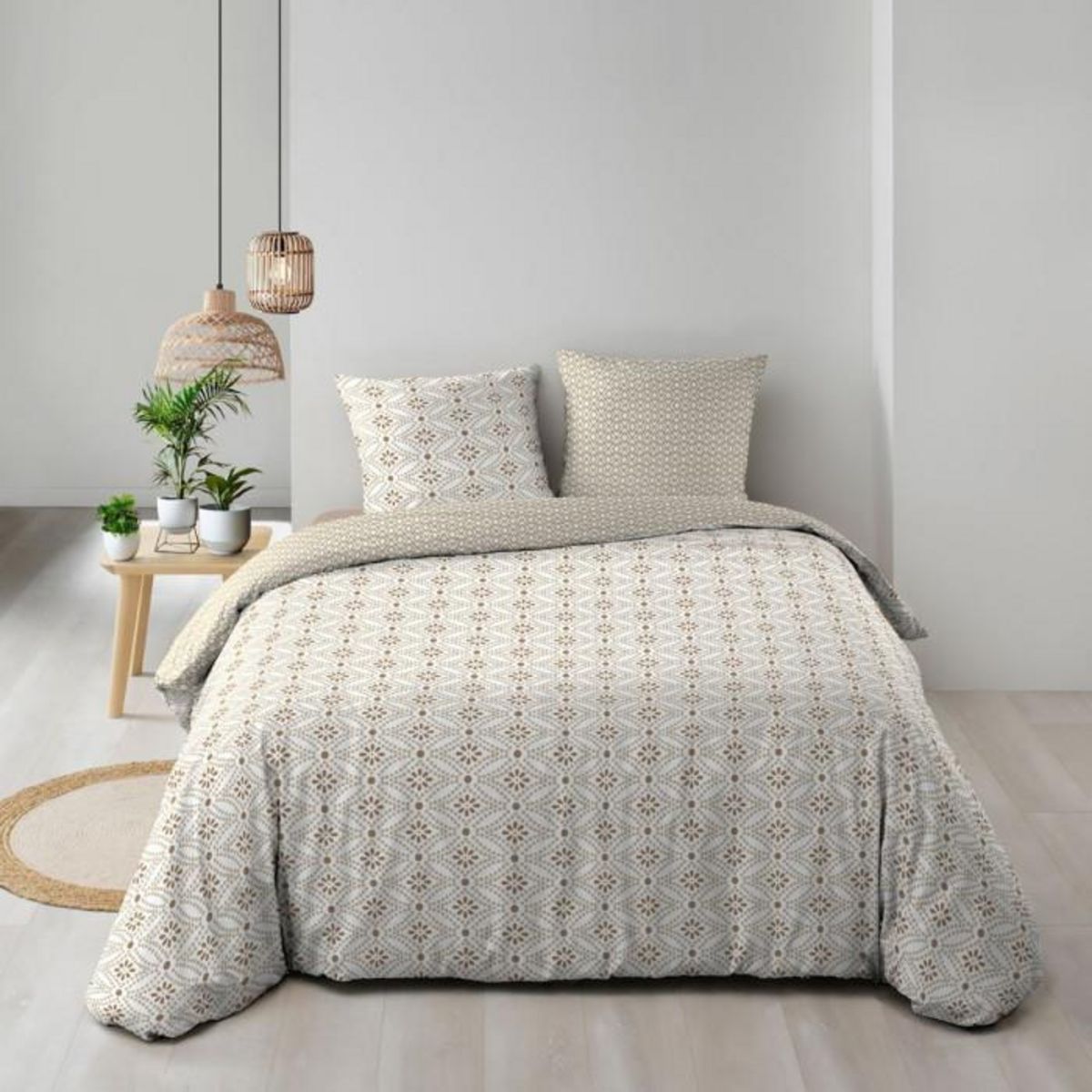 Paris Prix Parure de Lit 3 Pièces  Brianna  260x240cm Beige