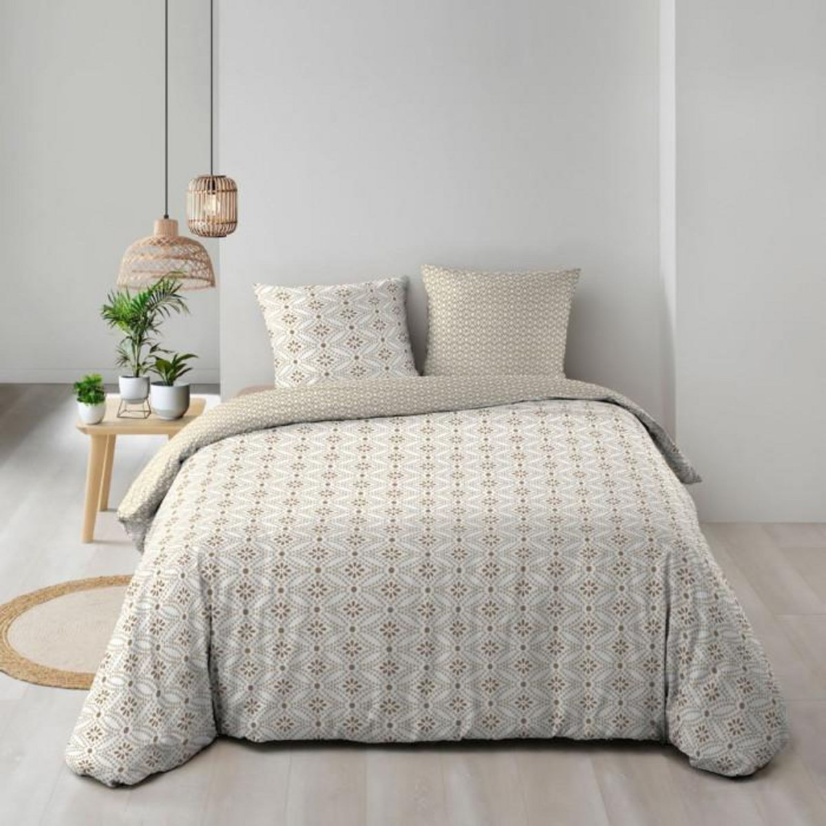 Paris Prix Parure de Lit 3 Pièces  Brianna  260x240cm Beige