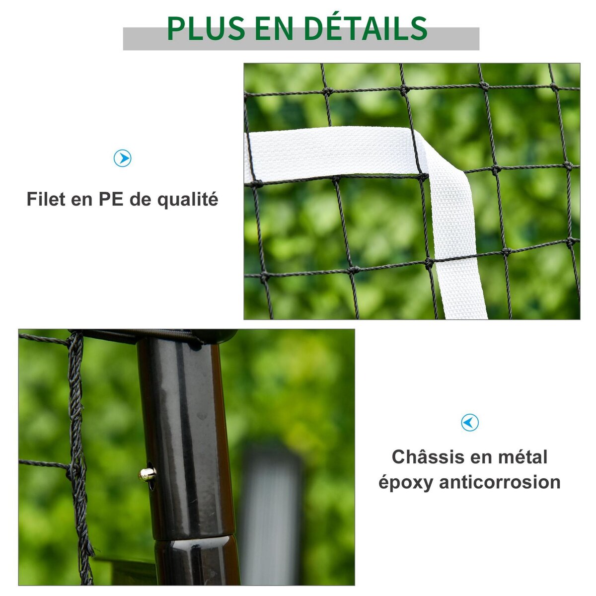 HOMCOM Filet de rebond de football pliable - inclinaison réglable 4 positions hauteur réglable - cible, piquets d'ancrage inclus - filet PE métal époxy noir