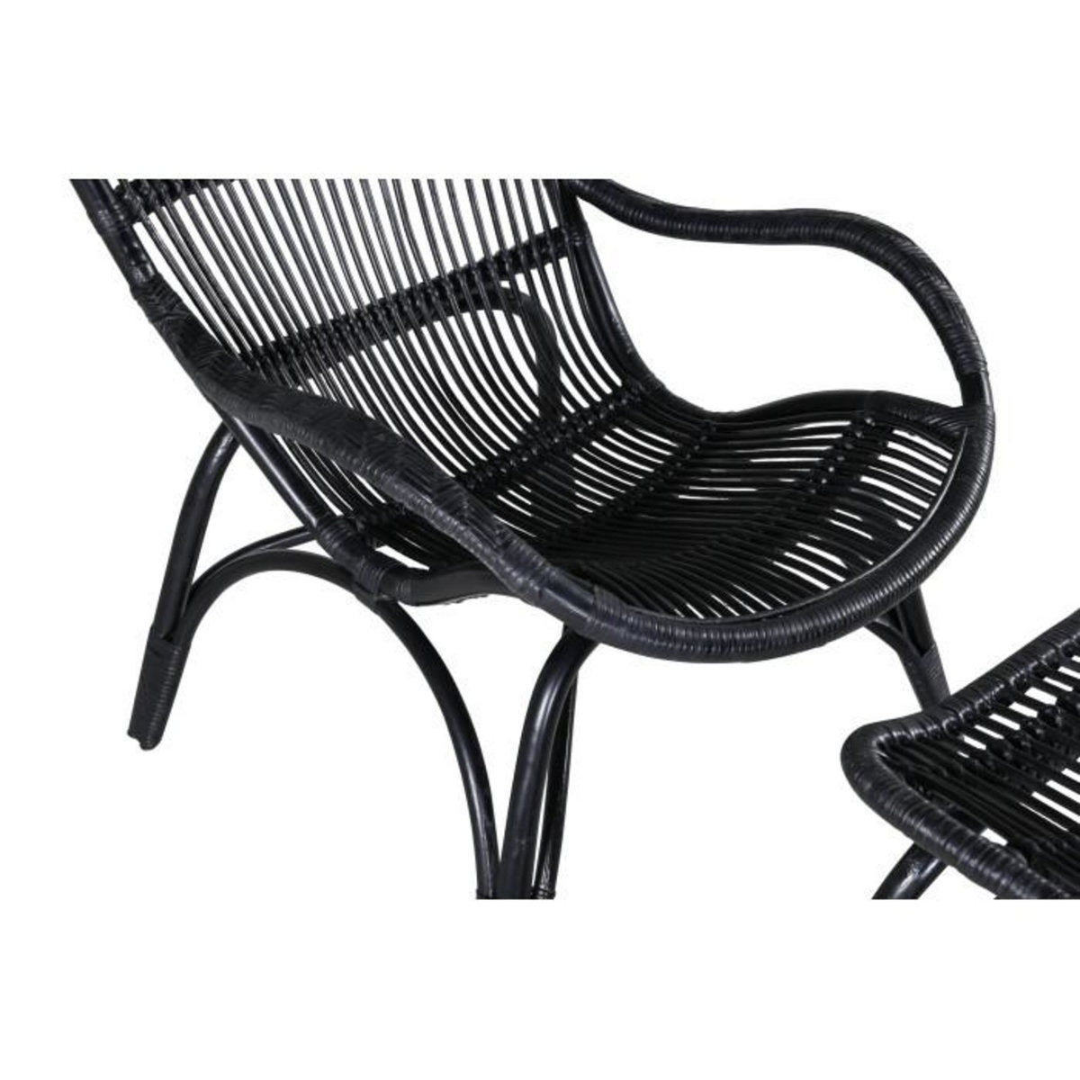 Paris Prix Fauteuil de Jardin & Repose-Pieds  Ella  98cm Noir