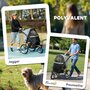 Voir la diapositive 4 : PAWHUT Poussette jogger pour chien pliable en un clic - panier de rangement, coussin lavable, attache, auvent réglable - gris