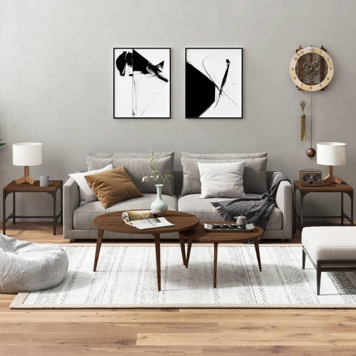 VIDAXL Tables d'appoint 2 pcs Chene marron 40x40x35 cm Bois ingenierie