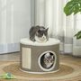 Voir la diapositive 2 : PAWHUT Panier niche griffoir grattoir 4 en 1 - 2 coussins, pompon - sisal naturel peluche crème café