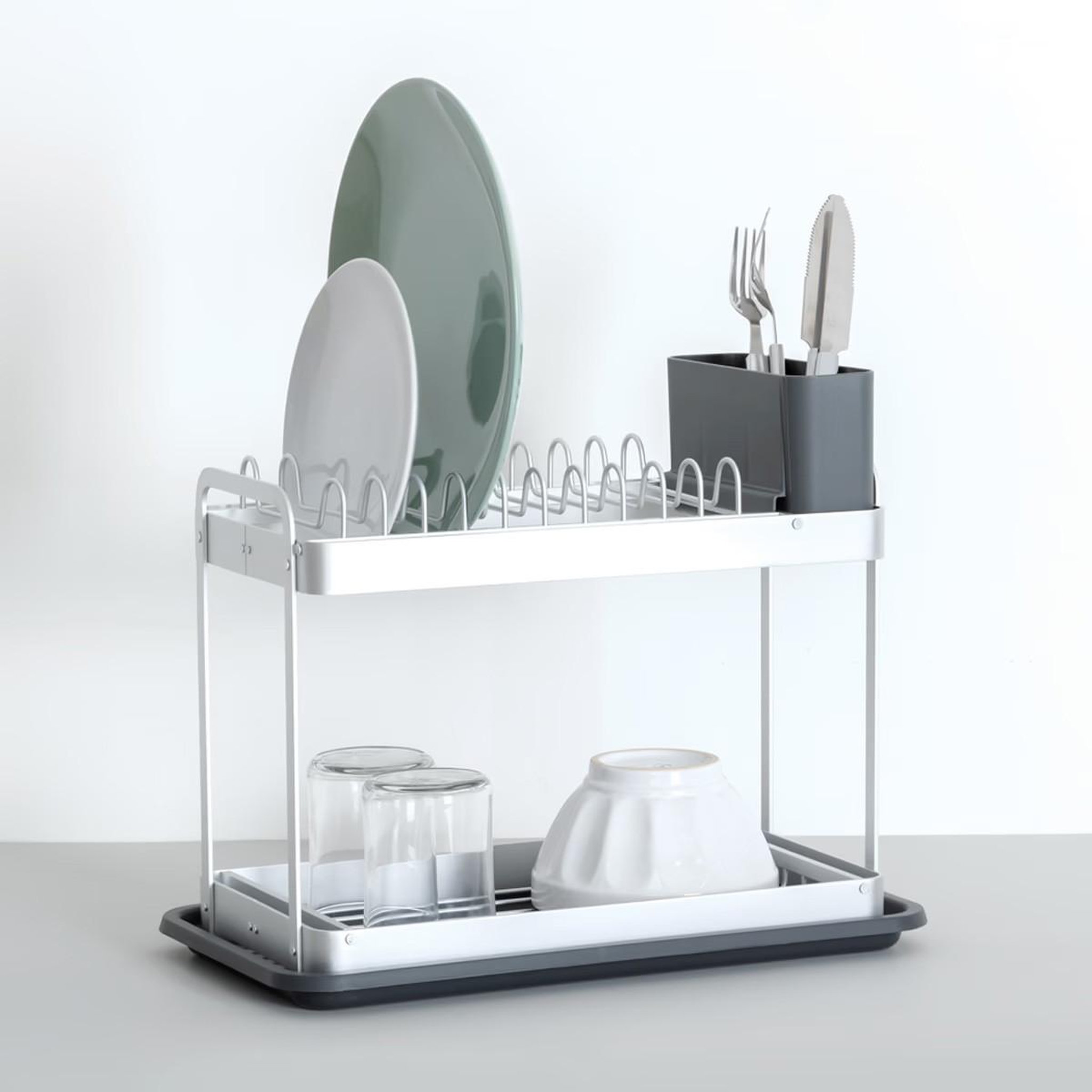 Voir la diapositive 4 : FIVE Égouttoir à vaisselle  2 niveaux  42cm gris