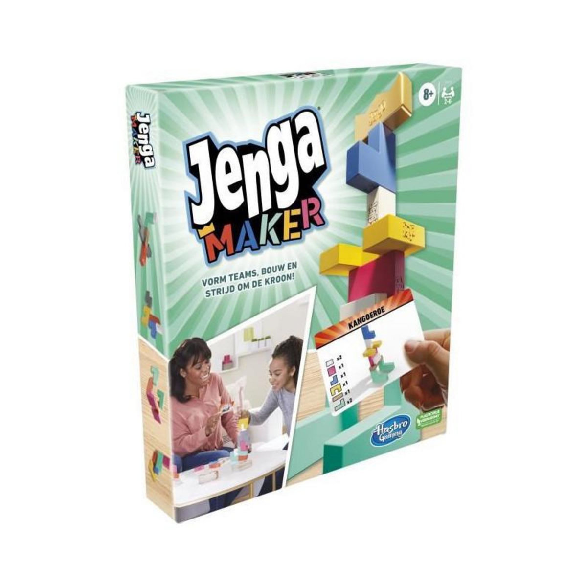 HASBRO Jenga Maker, tour d'empilage avec blocs en bois massif véritable, jeu pour enfants, a partir de 8 ans, pour 2 a 6 joueurs