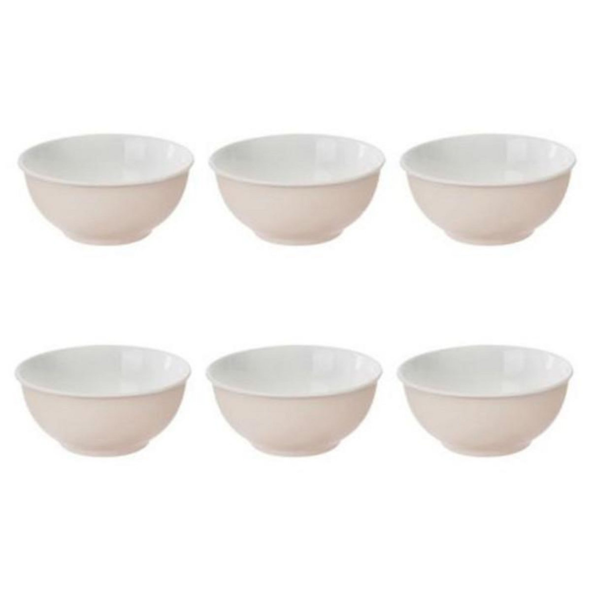 SECRET DE GOURMET Lot de 6 Bols en Porcelaine  Nature  52cl Rose