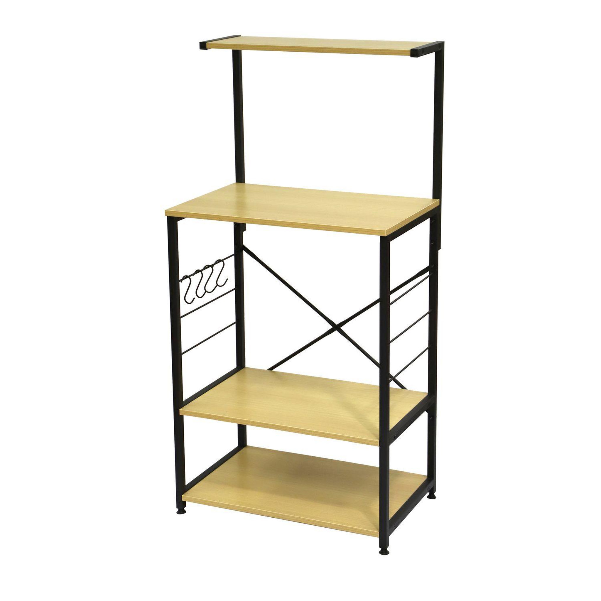 TOILINUX Etagère de cuisine colorado 4 niveaux avec accroches en mdf et métal - beige et noir