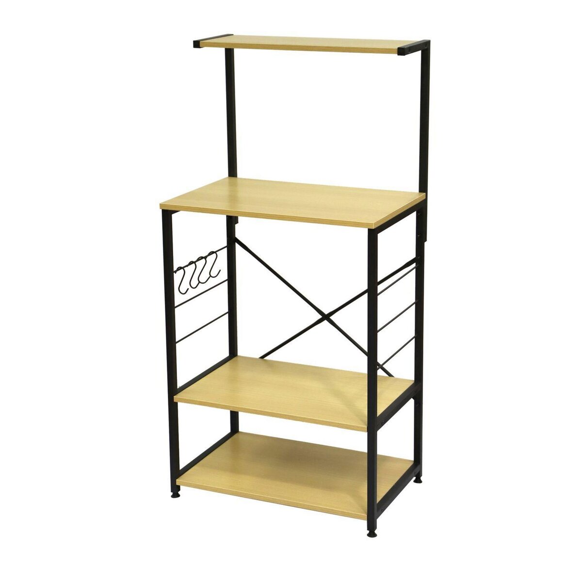 TOILINUX Etagère de cuisine Colorado 4 Niveaux avec accroches en MDF et Métal - Beige et Noir