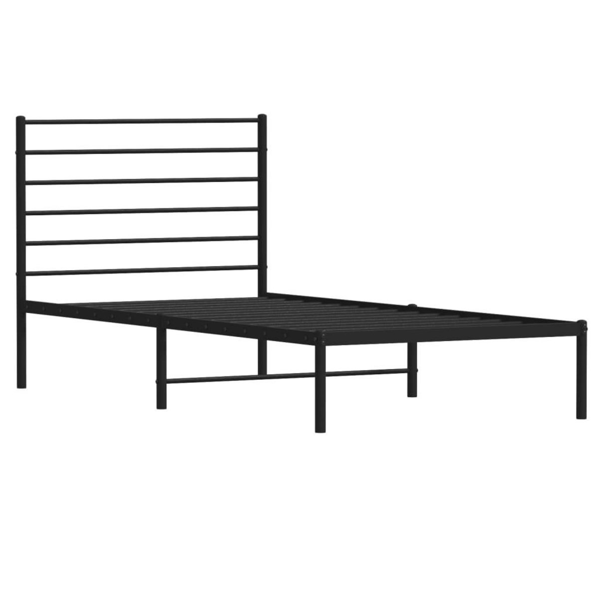 VIDAXL Cadre de lit metal sans matelas avec tete de lit noir 90x190 cm