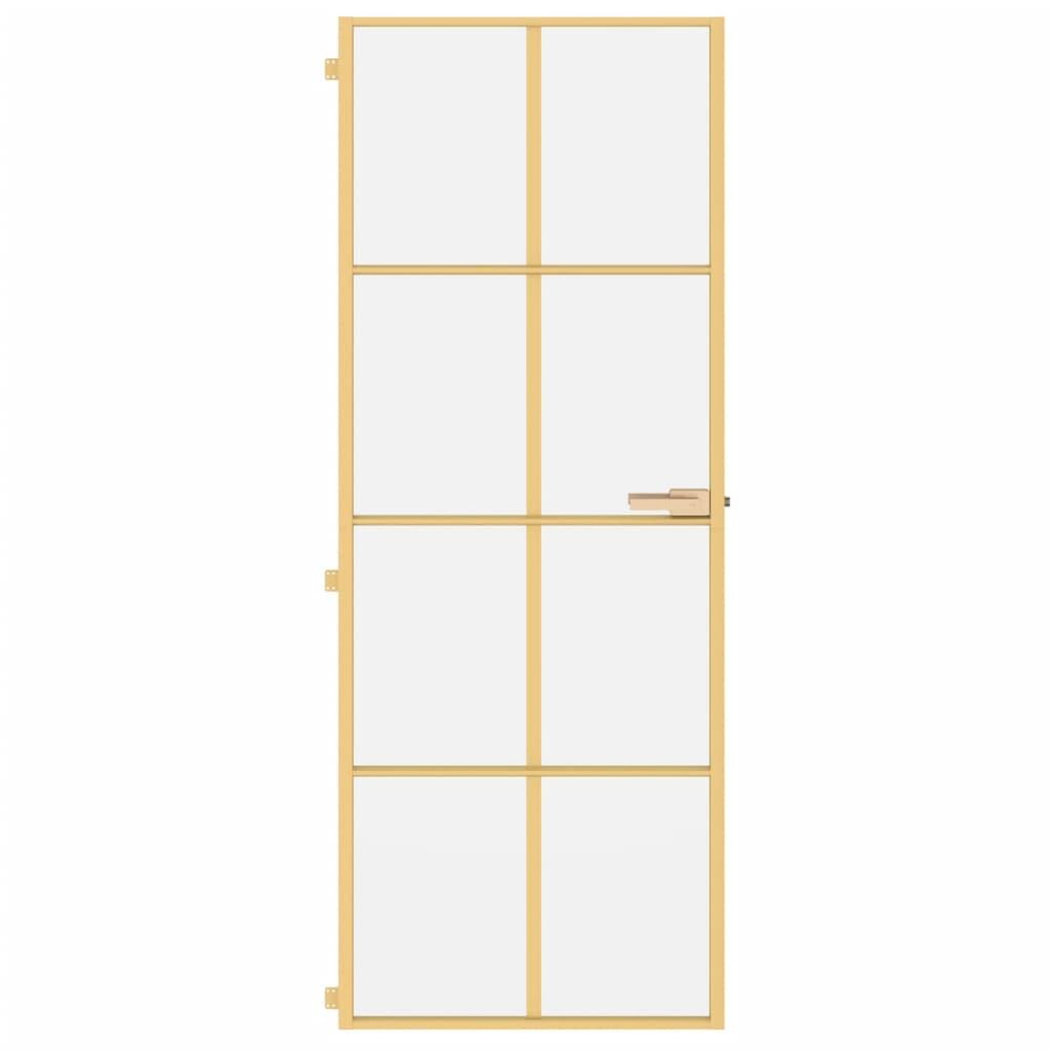 Voir la diapositive 3 : VIDAXL Porte interieure mince dore 76x201,5 cm verre trempe aluminium