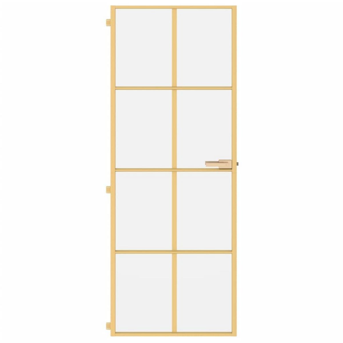 VIDAXL Porte interieure mince dore 76x201,5 cm verre trempe aluminium