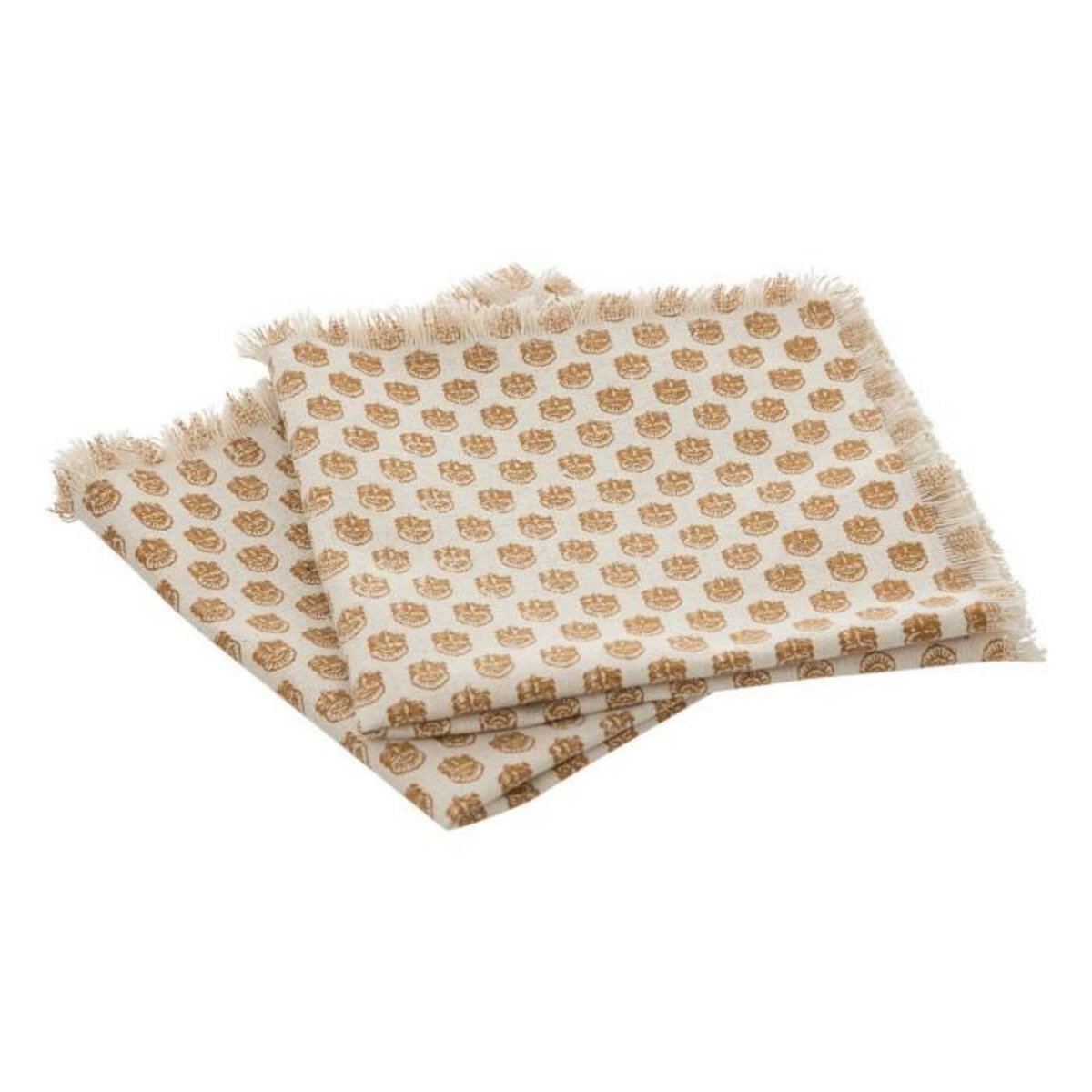 ATMOSPHERA Lot de 2 Serviettes de Table Imprimé  Maha  40x40cm Beige