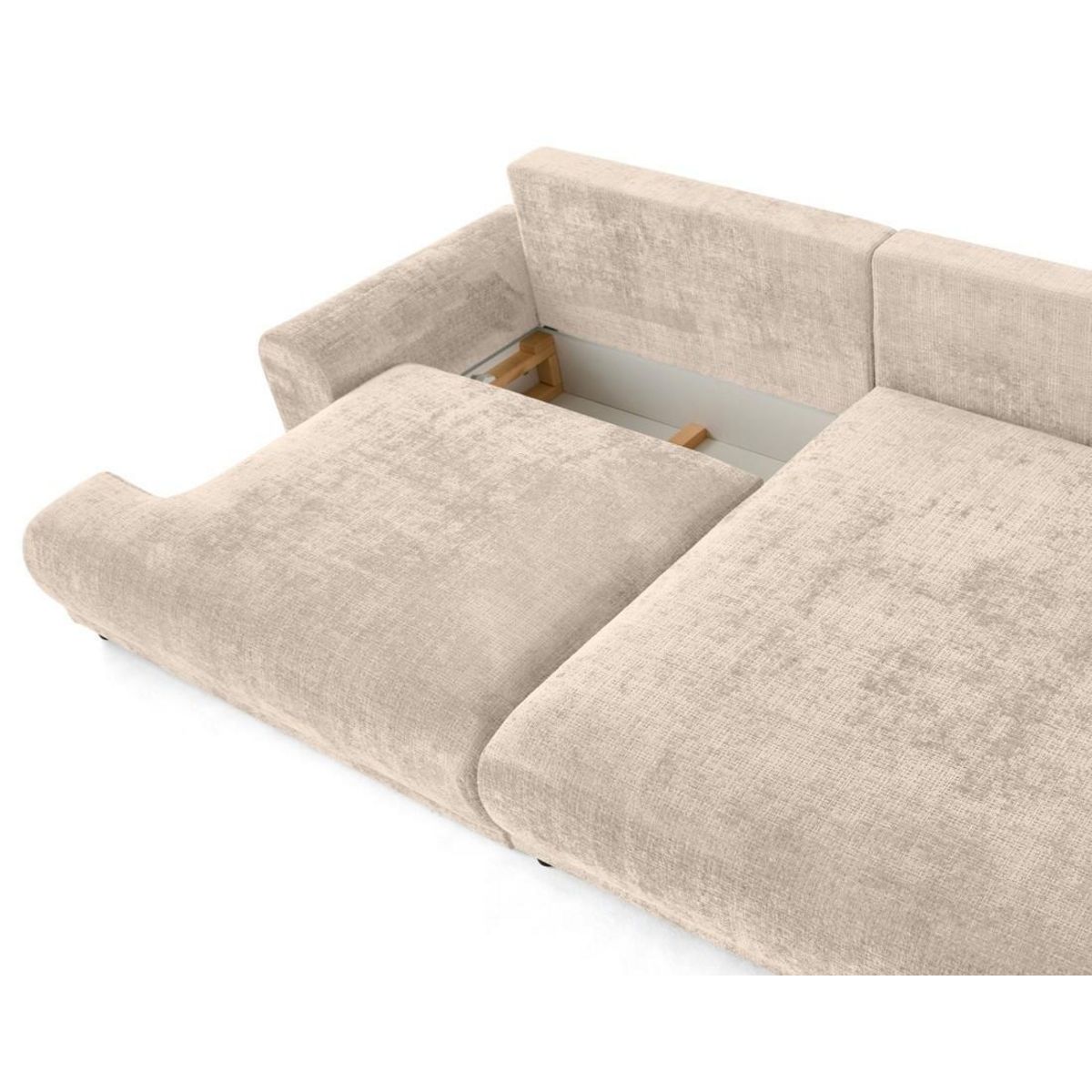 LISA DESIGN Nelly - canapé d'angle droit 4 places convertible avec coffre en velours texturé