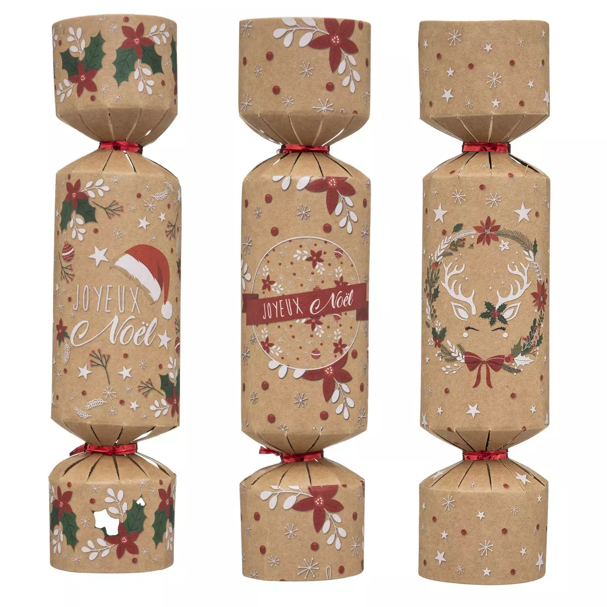 ATMOSPHERA Lot de 6 crackers imprimés de Noël
